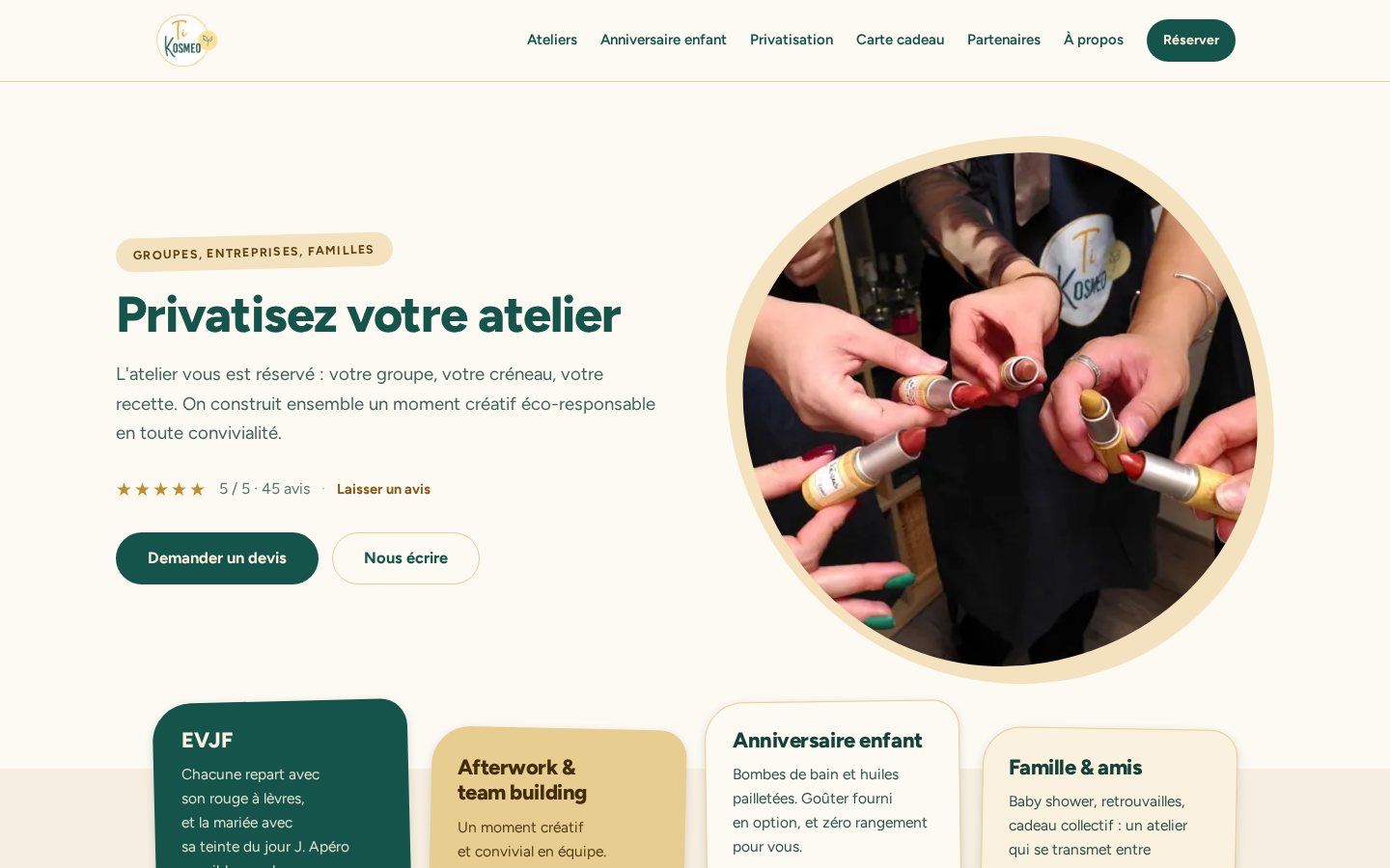 Page Privatisation du site Ti Kosmeo